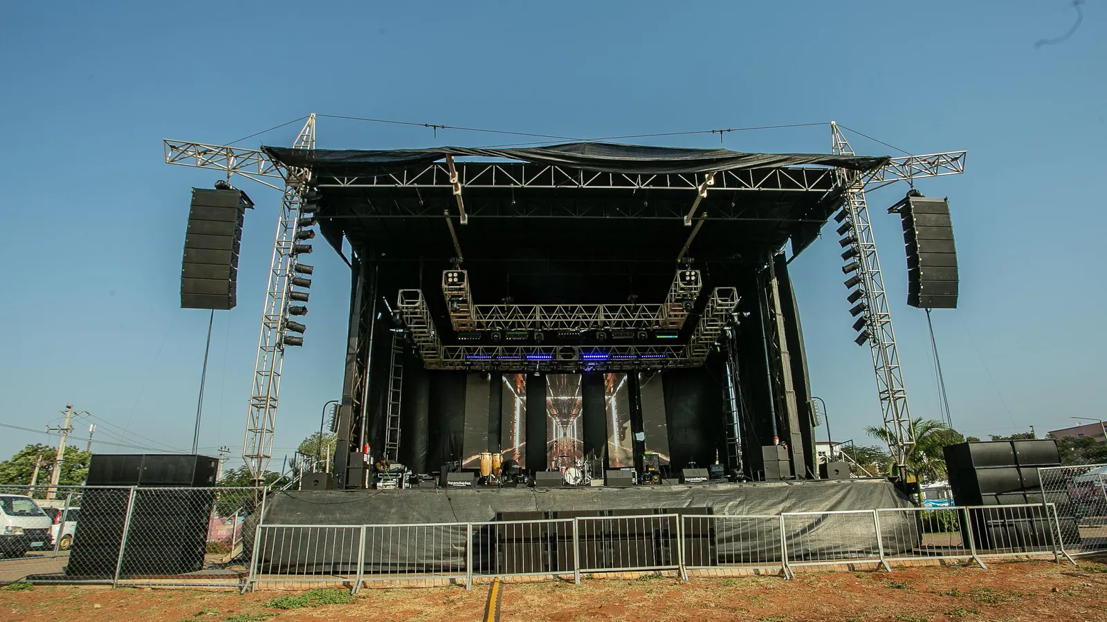 Large festival stage and line array